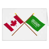 Canada and Saudi Arabia Crossed Flags Greeting Card