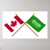 Canada and Saudi Arabia Crossed Flags Poster