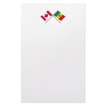Canada and Senegal Crossed Flags Customized Stationery