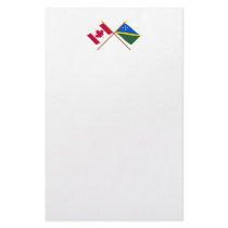Canada and Solomon Islands Crossed Flags Personalized Stationery