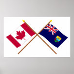 Canada and St Helena Crossed Flags Print