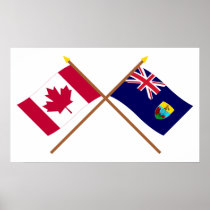 Canada and St Helena Crossed Flags Print