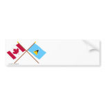 Canada and St Lucia Crossed Flags Bumper Sticker