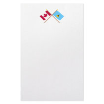 Canada and St Lucia Crossed Flags Stationery