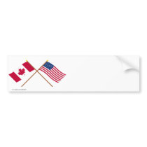 Canada and the United States Crossed Flags bumper stickers by Vexillophile Canada and the United States Crossed Flags bumper stickers