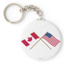 Canada and the United States Crossed Flags Keychains