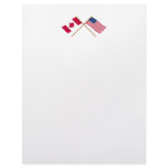 Canada and the United States Crossed Flags Letterhead Design