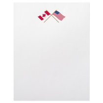 Canada and the United States Crossed Flags Letterhead Design