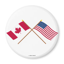 Canada and the United States Crossed Flags Refrigerator Magnet