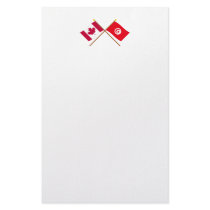 Canada and Tunisia Crossed Flags Personalized Stationery