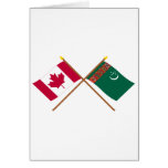 Canada and Turkmenistan Crossed Flags cards