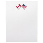 Canada and United States Crossed Flags Custom Letterhead