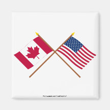 Canada and United States Crossed Flags Fridge Magnets