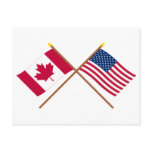 Canada and United States Crossed Flags Post Cards