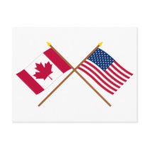 Canada and United States Crossed Flags Post Cards