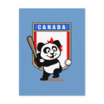 This cute little panda loves to play baseball for the Canadian team! Panda holds a bat and is ready to hit the ball! Great for Canadian baseball fans or players!