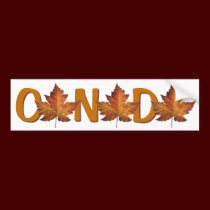 Canada Bumper Sticker Autumn Gold Maple Leaf bumper stickers