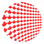 Canada Curved Maple Leaves Round Stickers
