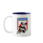 This cute cycling panda stands in front of a  Canadian flag with his bike. This original design makes a perfect gift for bicycling fanatics in Canada. Great for everyone who loves cute pandas and biking.