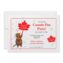 Canada Day Party Beaver Personalized Invite