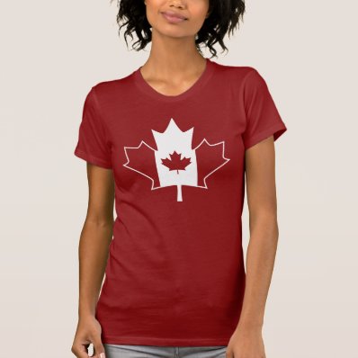 Canada Flag in Maple Leaf - Womens Red TShirt