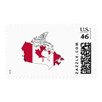 Canada flag map postage stamp