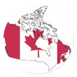 Canada flag map round sticker