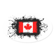 Canada Flag Oval Stickers