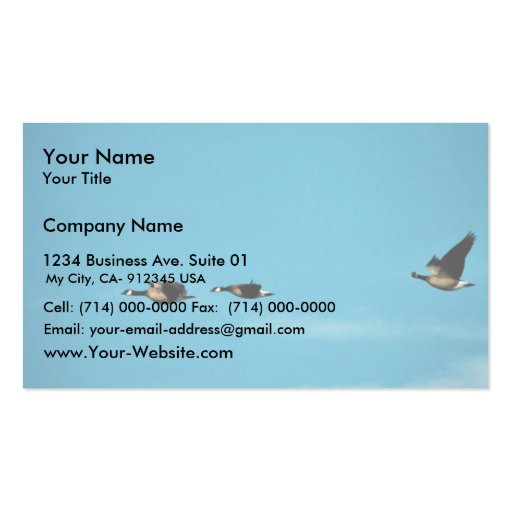 Canada goose trio in flight business cards (front side)