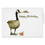 Canada Goose with Rose Birthday Card