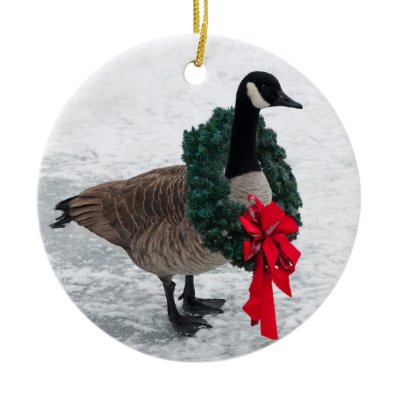 Canada Goose with Wreath ornament