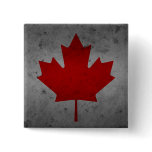 Canada Grunge Flag Canadian Maple Leaf Button