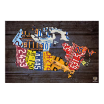 Canada License Plate Map Recycled Art Print posters