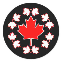 Canada Maple Leaf Circle Design Round Sticker