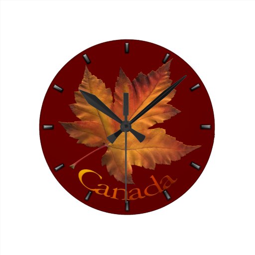 Canada Maple Leaf Clock Canada Souvenir Wall Clock Zazzle