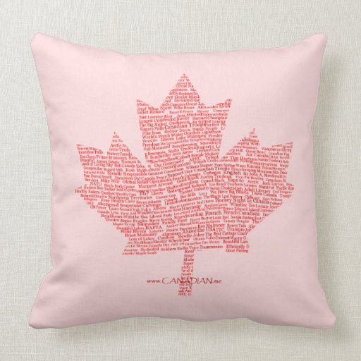 Canada Maple Leaf Words Pillow