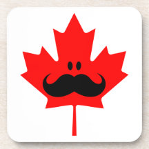 Canada Mustache - A mustache on red maple Coaster