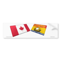 Canada & New Brunswick Flag Tiles bumper stickers