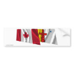 Canada &amp; Nunavut Waving Flags Bumper Stickers