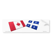 Canada & Quebec Flag Tiles Bumper Stickers