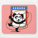 This adorable little panda bear is too cute! Featured in front of a large flag from Canada, this panda is getting ready to do a rhythmic gymnastics routine with a gymnastics ribbon! This cute design is perfect for gymnasts and gymnastics fans.