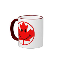 Canada Smiley Coffee Mug Red Trim 11 oz by fun_tshirt Canada Smiley Coffee Mug Red Trim 11 oz