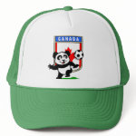 This adorable little panda is too cute! He's featured in front of a large flag from Canada and ready to play football and score some goals. This cute design is perfect for football players and soccer fans.