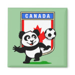 This adorable little panda is too cute! He's featured in front of a large flag from Canada and ready to play football and score some goals. This cute design is perfect for football players and soccer fans.