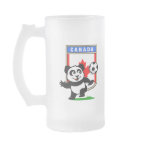 This adorable little panda is too cute! He's featured in front of a large flag from Canada and ready to play football and score some goals. This cute design is perfect for football players and soccer fans.