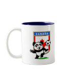 This adorable little panda is too cute! He's featured in front of a large flag from Canada and ready to play football and score some goals. This cute design is perfect for football players and soccer fans.