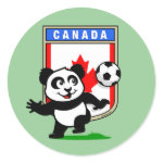This adorable little panda is too cute! He's featured in front of a large flag from Canada and ready to play football and score some goals. This cute design is perfect for football players and soccer fans.