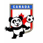 This adorable little panda is too cute! He's featured in front of a large flag from Canada and ready to play football and score some goals. This cute design is perfect for football players and soccer fans.