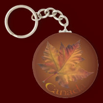Canada Souvenir Key Chain Gold Chrome Maple Leaf keychains