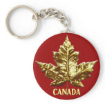 Canada Souvenir Key Chain Gold Chrome Maple Leaf